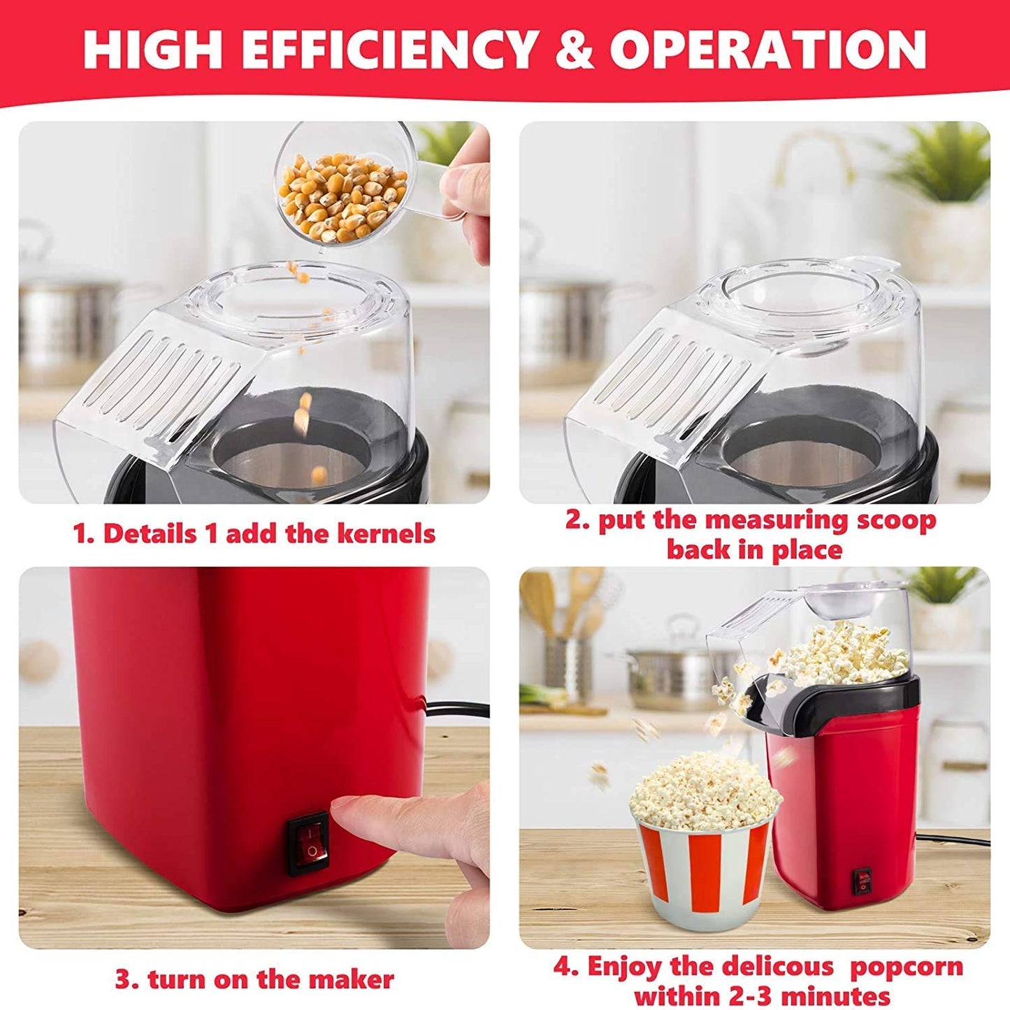 Aluminum Popcorn Machine Machine, Electric Instant Popcorn Make Aluminum Popcorn Machine Machine, Electric Instant Popcorn Make 17 L Popcorn Maker (Red)