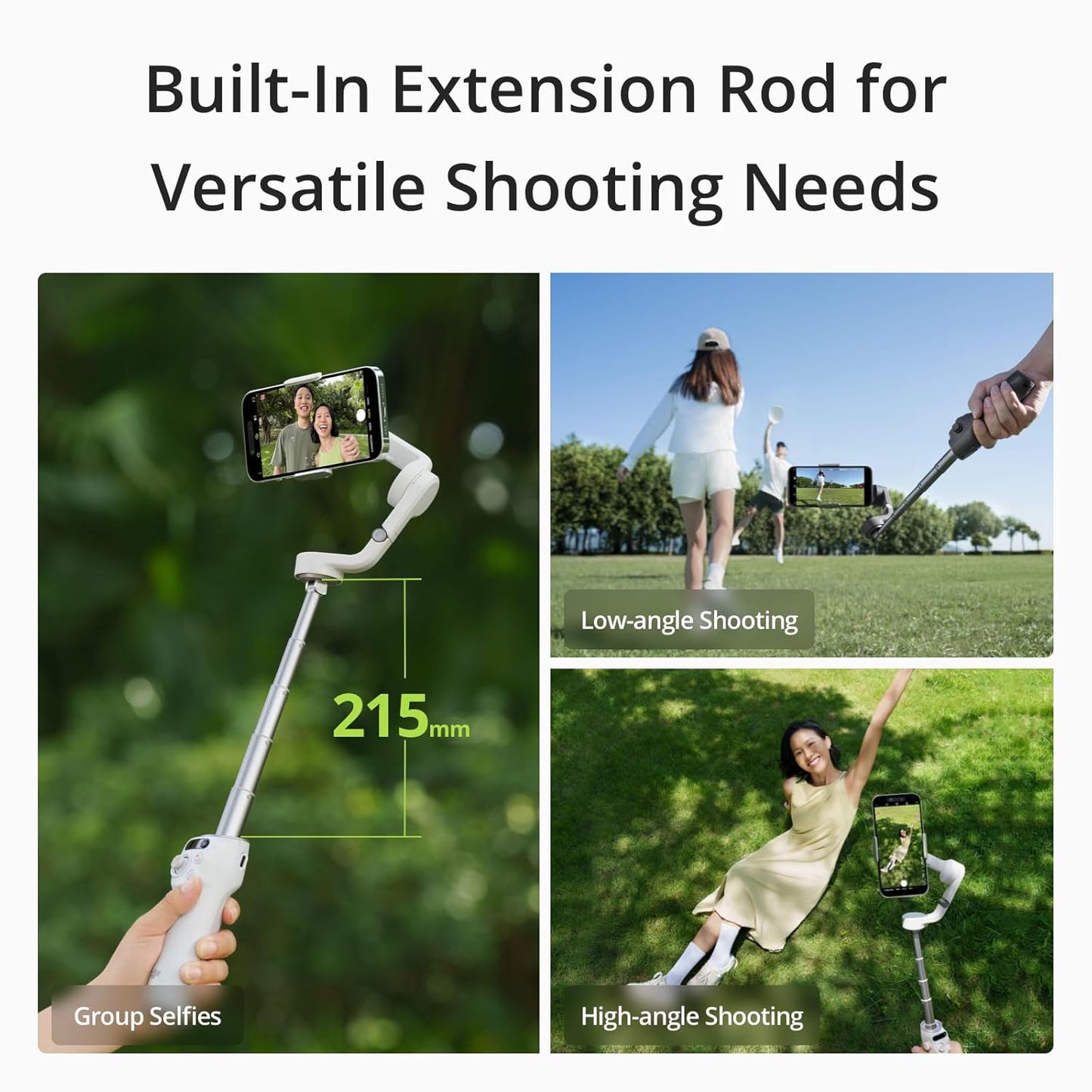 DJI OSMO Mobile 6 Smartphone Gimbal Stabilizer, 3-Axis Phone Gimbal, Built-in Extension Rod, Portable and Foldable Gimbal for Android and iPhone, Vlogging Stabilizer, YouTube, (Platinum Grey)